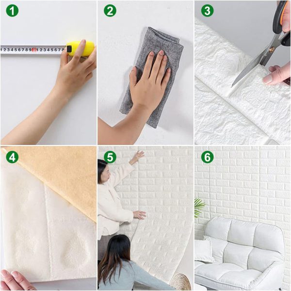 01 Piece 3d Wall Stickers Faux Brick White Brick– 70 Cm X 77 Cm