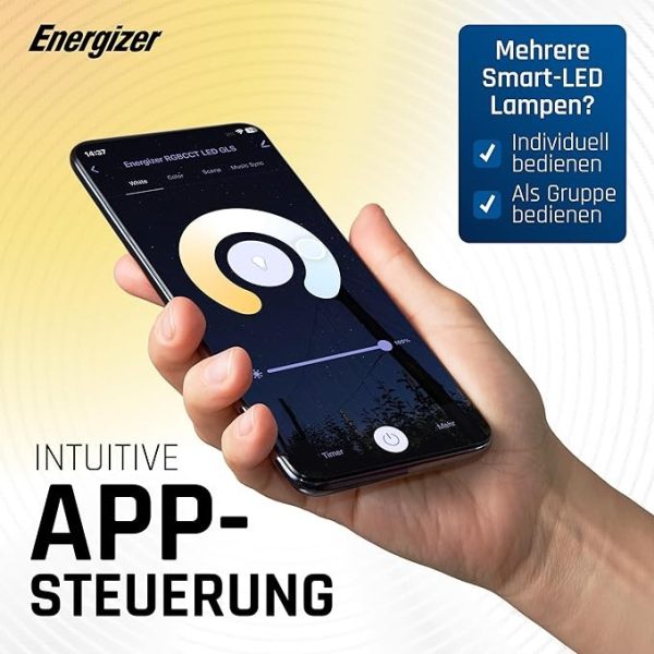 Energizer Smart Led Wifi Bulb, 5.5w, App Controllable,With Alexa, Google And Siri