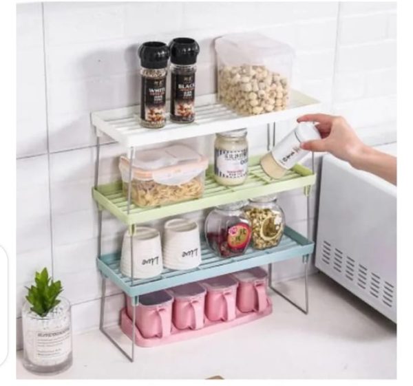 Folding Stack Up Shelf For Spice Support Kitchen Accessories Pantry Organizer