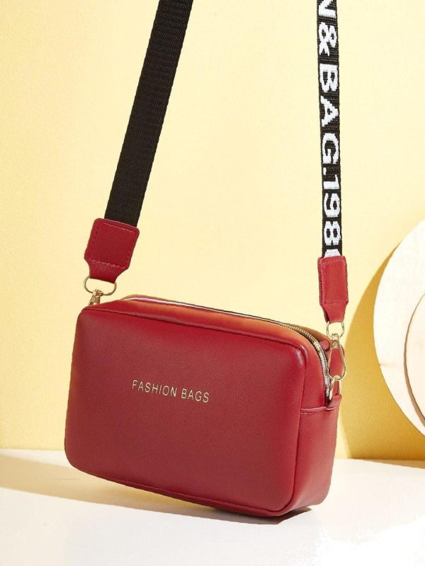 Pu Leather Wide Strap Crossbody Bag