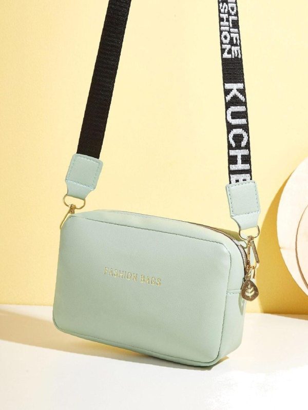 Pu Leather Wide Strap Crossbody Bag