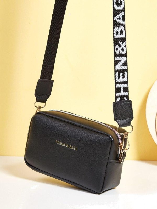 Pu Leather Wide Strap Crossbody Bag