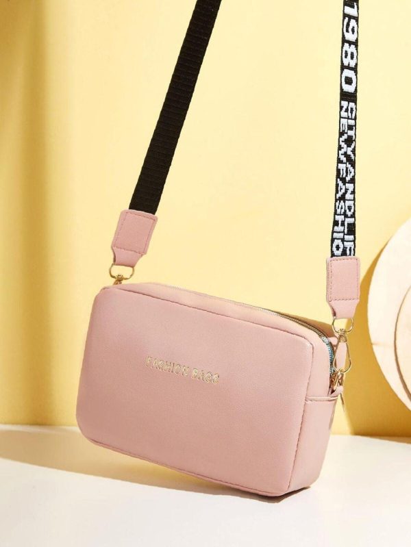 Pu Leather Wide Strap Crossbody Bag