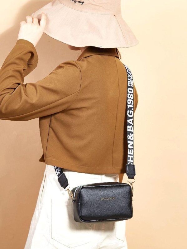 Pu Leather Wide Strap Crossbody Bag