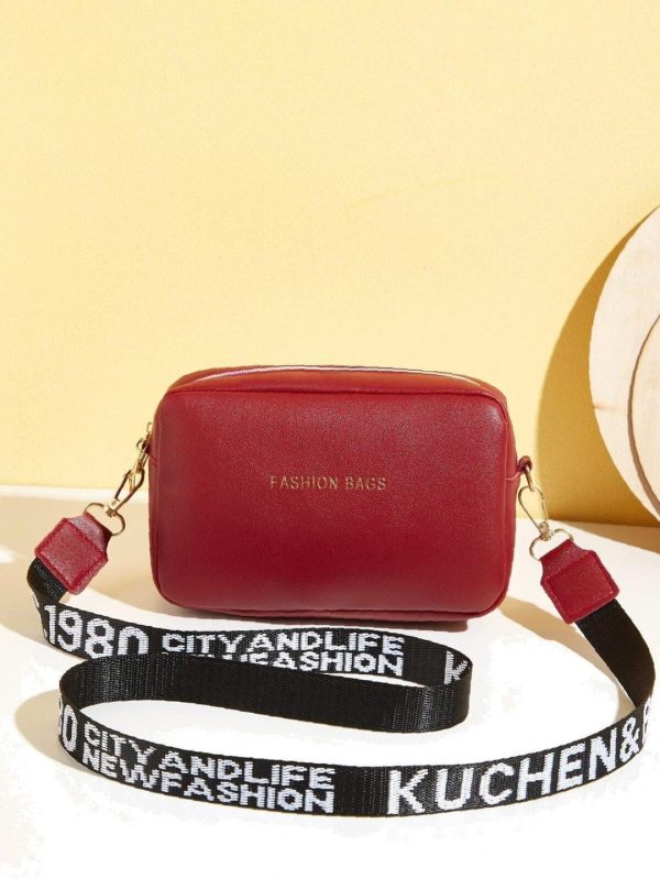 Pu Leather Wide Strap Crossbody Bag