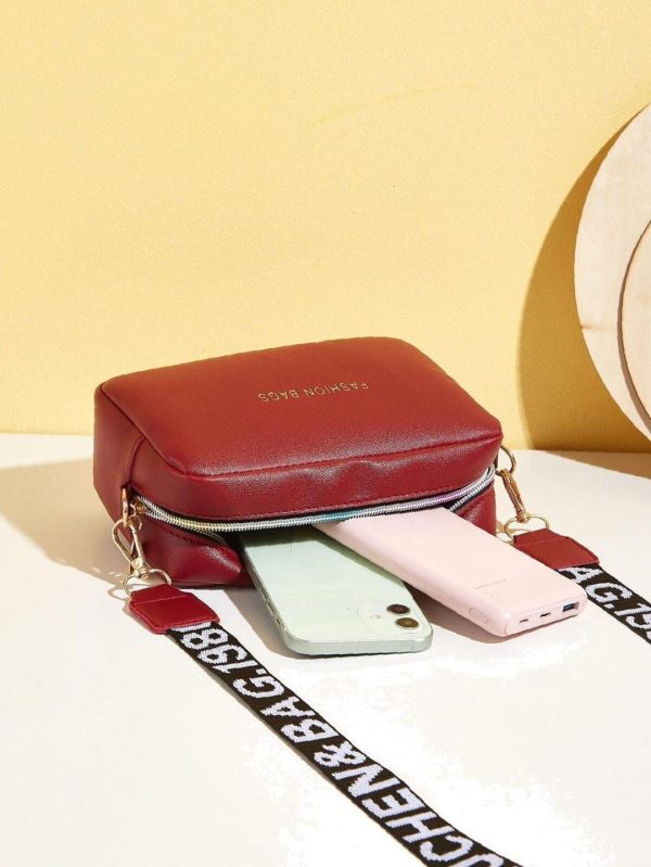 Pu Leather Wide Strap Crossbody Bag