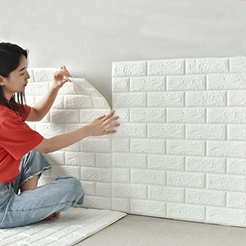 01 Piece 3d Wall Stickers Faux Brick White Brick– 70 Cm X 77 Cm