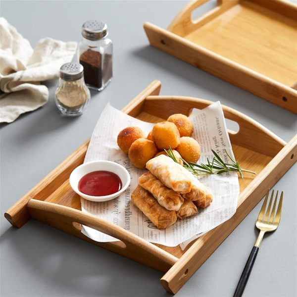 03 Pcs Set Wood Serving Tray For Kitchen