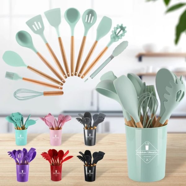 2 Pcs Silicone Cooking Utensils Kitchen Utensil Set