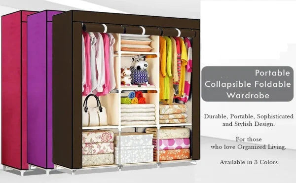 3 Door Fancy & Portable Foldable Closet Wardrobe Storage