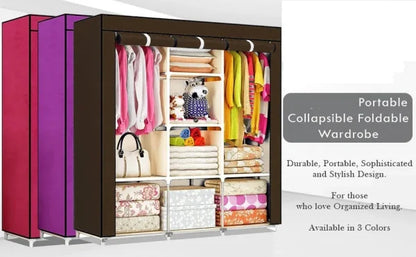 3 Door Fancy & Portable Foldable Closet Wardrobe Storage