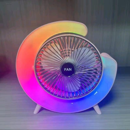 7 Colors Led Atmosphere Light Mini Electric Fan Portable Table Fan