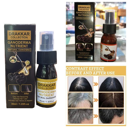 Anti-greying Hair Spray | Drakkar Spray For Hair | Organic Ganoderma Inverted Essence For Grey Hair | Darkens Hair Naturally Without Damage – 30ml