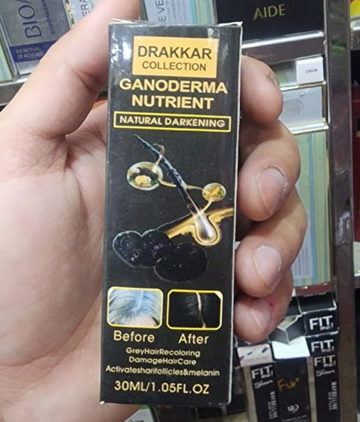Anti-greying Hair Spray | Drakkar Spray For Hair | Organic Ganoderma Inverted Essence For Grey Hair | Darkens Hair Naturally Without Damage – 30ml