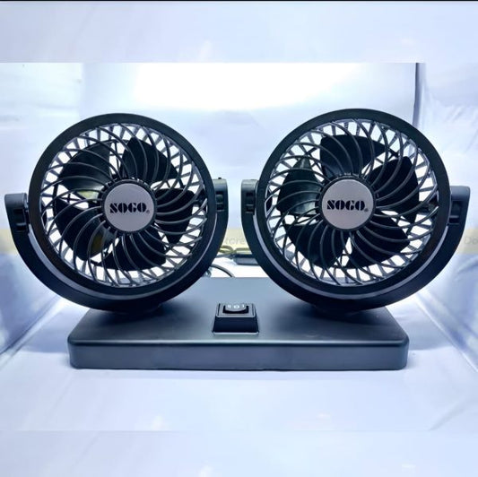 Car Fan Dual Head 4-inch 12v/24v – 360° Rotating Low Noise Cooling Fan