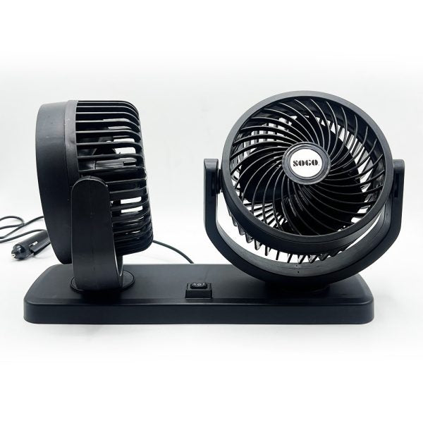 Car Fan Dual Head 4-inch 12v/24v – 360° Rotating Low Noise Cooling Fan