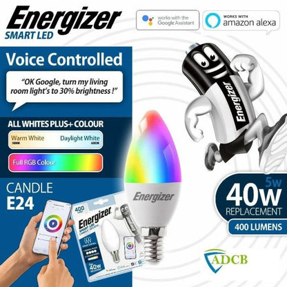Energizer Smart Led Wifi Bulb, 5.5w, App Controllable,With Alexa, Google And Siri