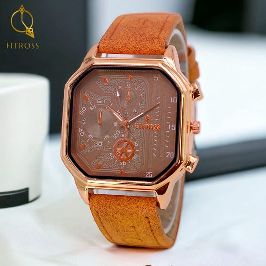 Fitros Square Strap Gents Watch –brown.(without Box)