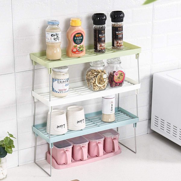 Folding Stack Up Shelf For Spice Support Kitchen Accessories Pantry Organizer