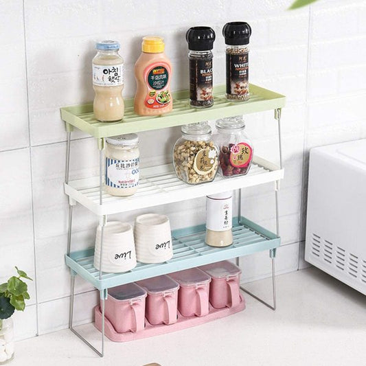 Folding Stack Up Shelf For Spice Support Kitchen Accessories Pantry Organizer