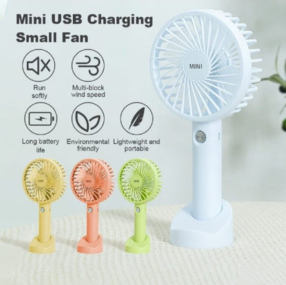 Portable Usb Rechargeable Fan | Handheld 3 Speed Strong Wind