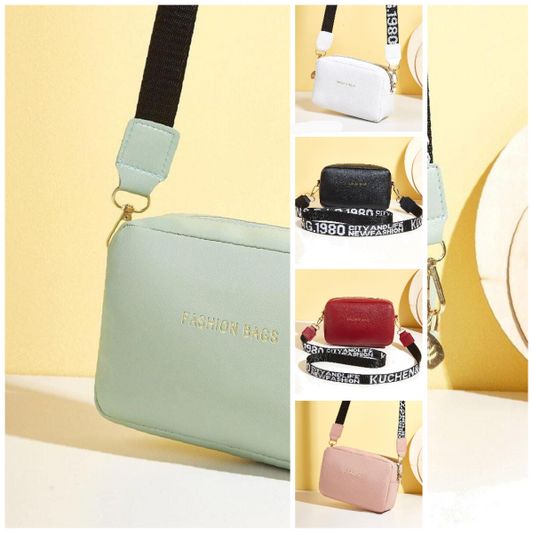 Pu Leather Wide Strap Crossbody Bag