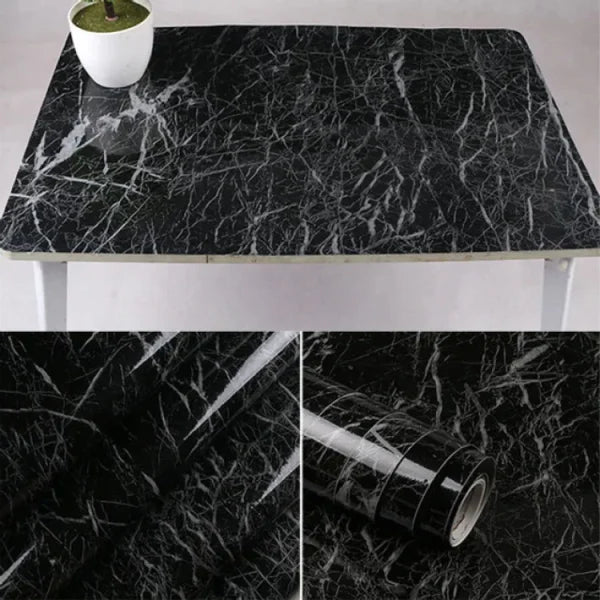 Self Adhesive Black Marble Sheet Sticker For Kitchen,(60×200)