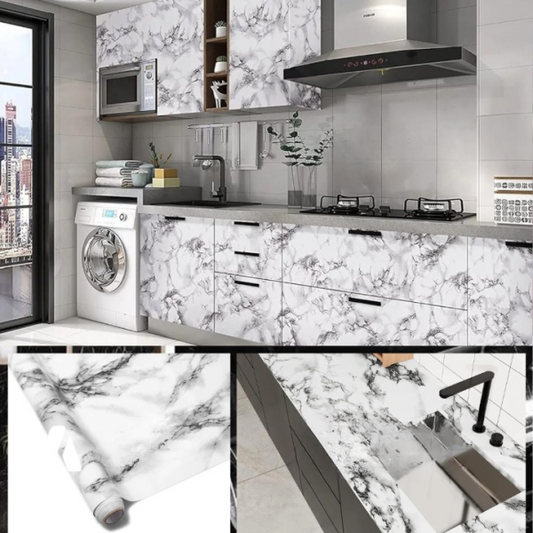 Self Adhesive Black Marble Sheet Sticker For Kitchen,(60×200)